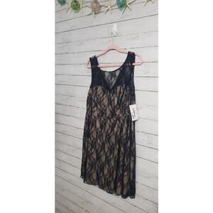 NWT Trixxi Black Lace Dress Nude Lining Vneck Sleeveless A-line Size 20